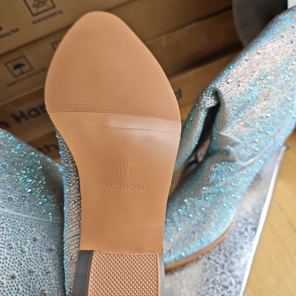 Sparkling Blue Heeled Cowboy Boots perfect for Concerts, - Picture 3 of 3